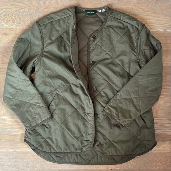 Orvis 1856 Quilted Liner Jacket Lightweight Chore Barn Olive Womens Medium - Picture 2 of 10